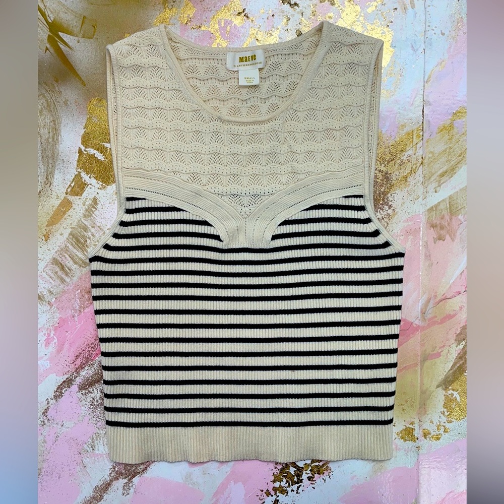 Maeve striped knit crop top s